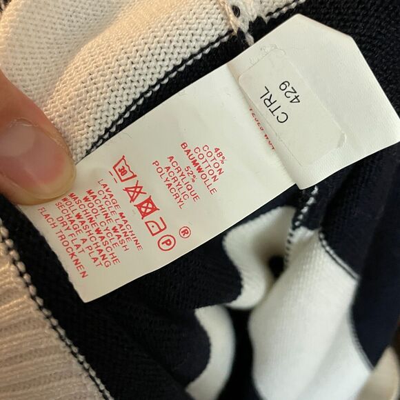 Women's US 8 Mademoiselle Saint James Navy Blue Lace Up Sweater Pullover - Picture 6 of 6